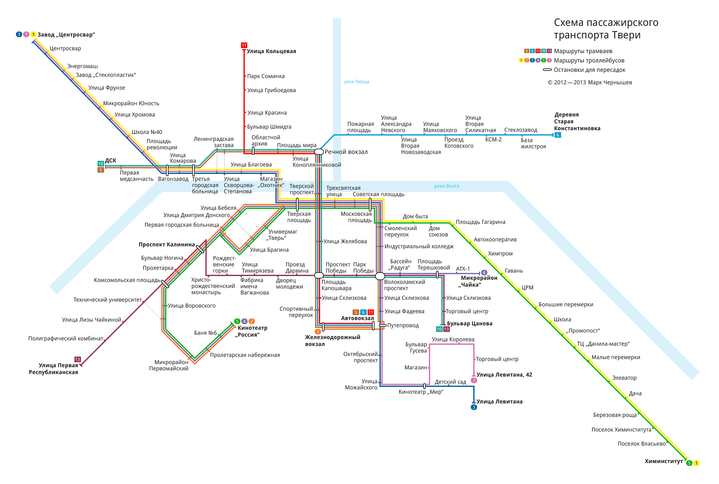 Карта станций тверь. Трамвай Твери схема. Схема троллейбусов Твери. Схема трамвая Тверь 2001. Тверь схема движения общественного транспорта.